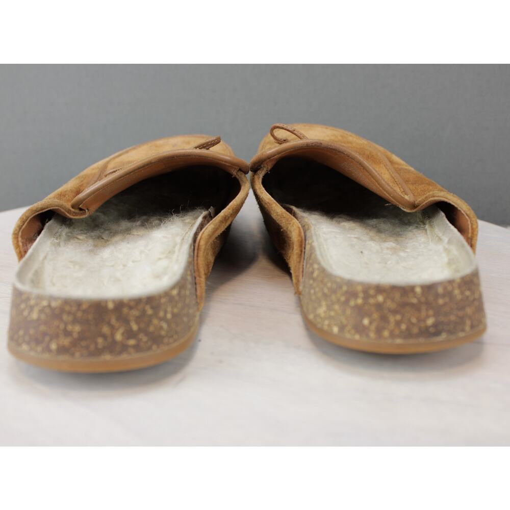 Tory Burch Shearling Lined Suede Slippers Womens 8 Brown Cozy Slip On - Picture 4 of 7